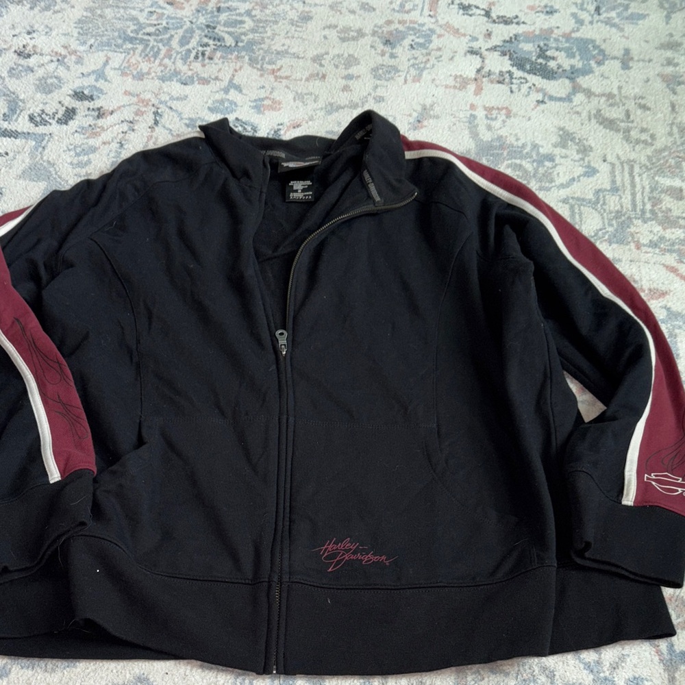 Harley-Davidson Black Jacket with Burgundy Sleeves